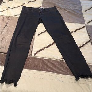 Black Distressed Hem Women's Jeans